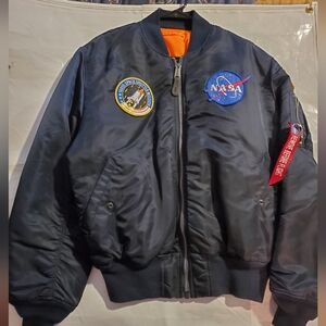 Alpha Industries MA-1 VF NASA Jacket. Size Large. Blue